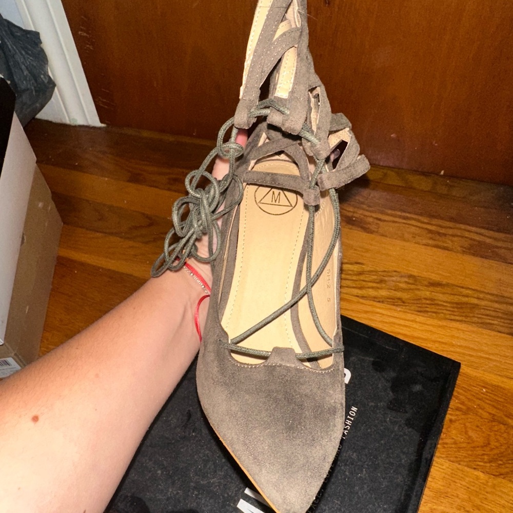 Elegant dark taup Lace-Up Women's Shoes